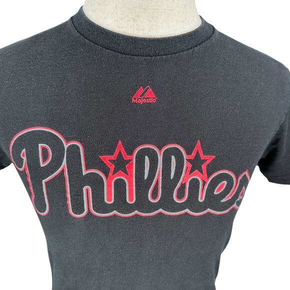 Majestic Philadelphia Phillies Roy Halladay #34 T-Shirt Men Small Black Pullover - Picture 3 of 8